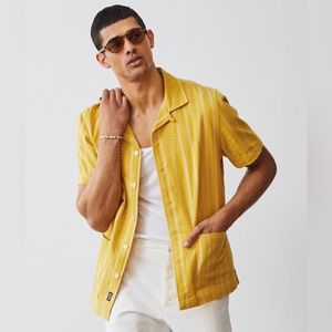 Todd Snyder YELLOW STRIPE EMBROIDERY LEISURE SHIRT